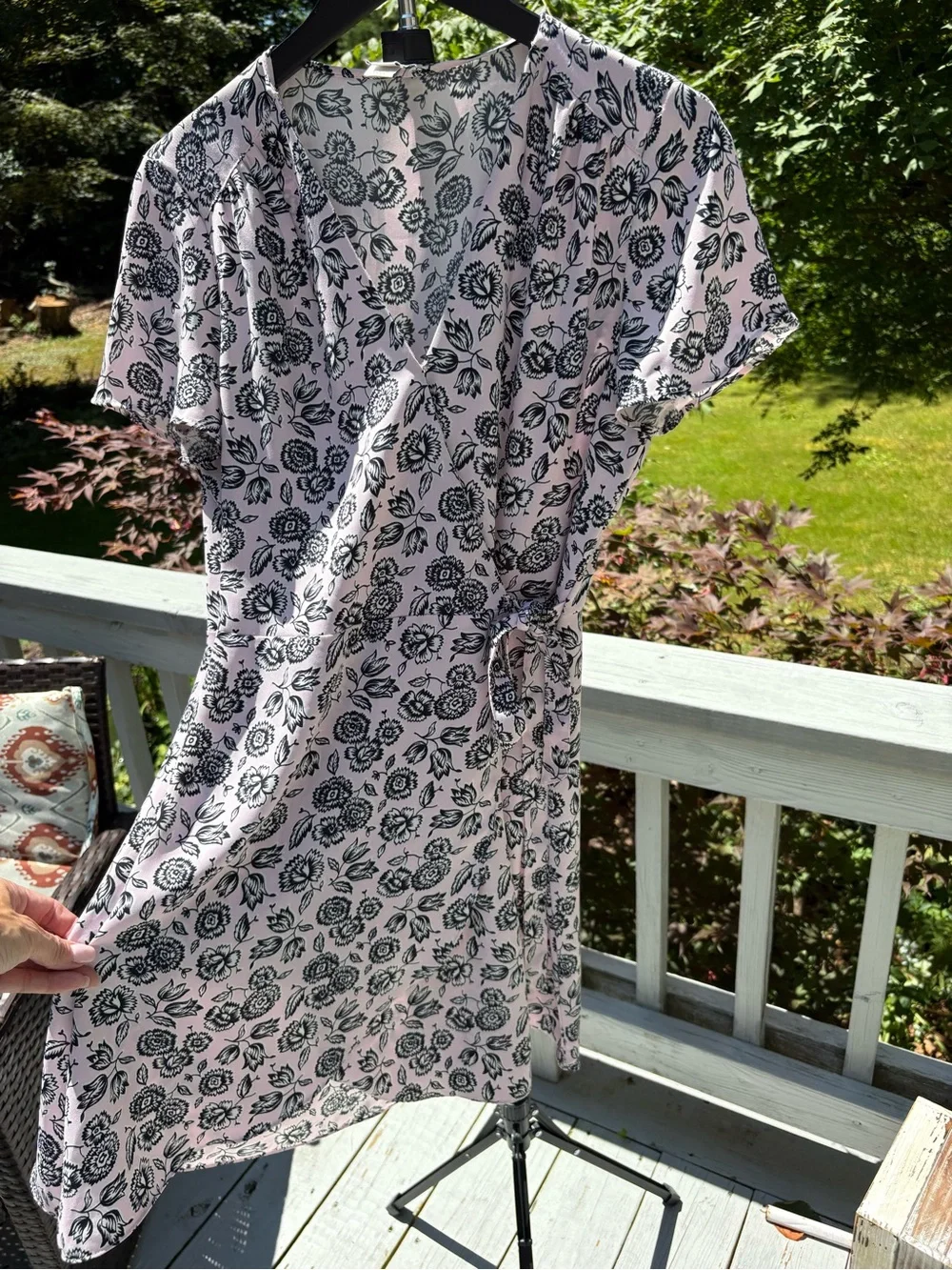 J. Crew Pink and Black Floral Wrap Dress